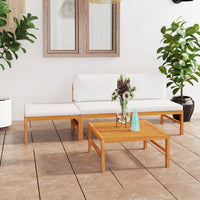 Thumbnail for 4-tlg. Garten-Lounge-Set mit Creme Kissen Massivholz Teak