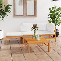 Thumbnail for 4-tlg. Garten-Lounge-Set mit Creme Kissen Massivholz Teak