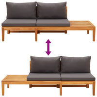 Thumbnail for 3-tlg. Garten-Lounge-Set mit Dunkelgrauen Kissen Massivholz Akazie