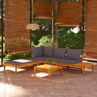 Thumbnail for 3-tlg. Garten-Lounge-Set mit Dunkelgrauen Kissen Massivholz Akazie