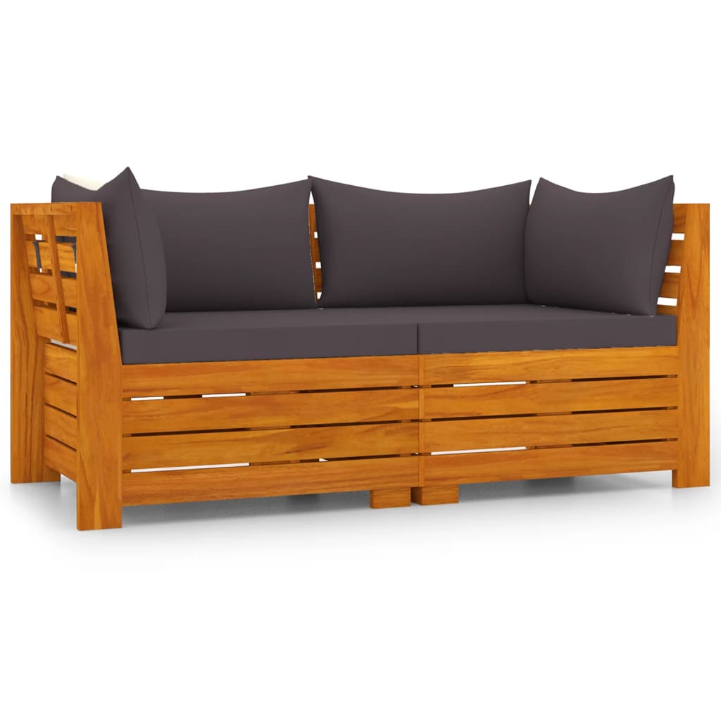 2-Sitzer-Gartensofa mit Kissen Massivholz Akazie
