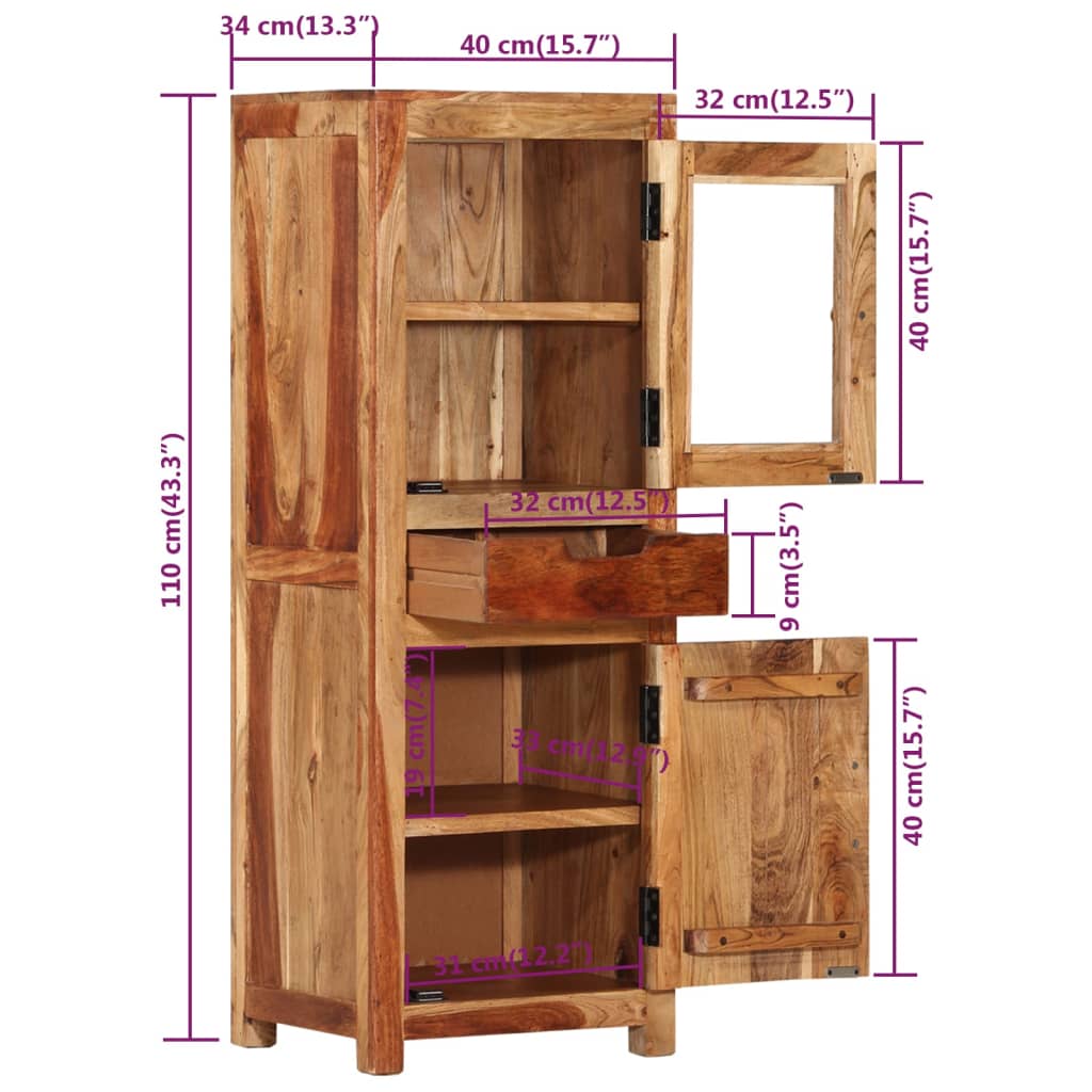 Highboard 40x34x110 cm Massivholz Palisander