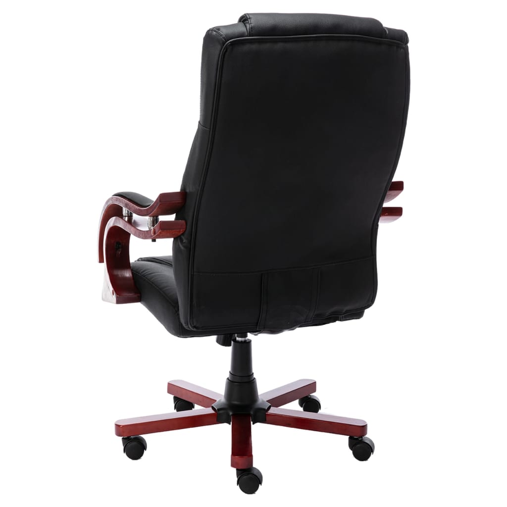 Massage-Bürostuhl Schwarz Echtleder