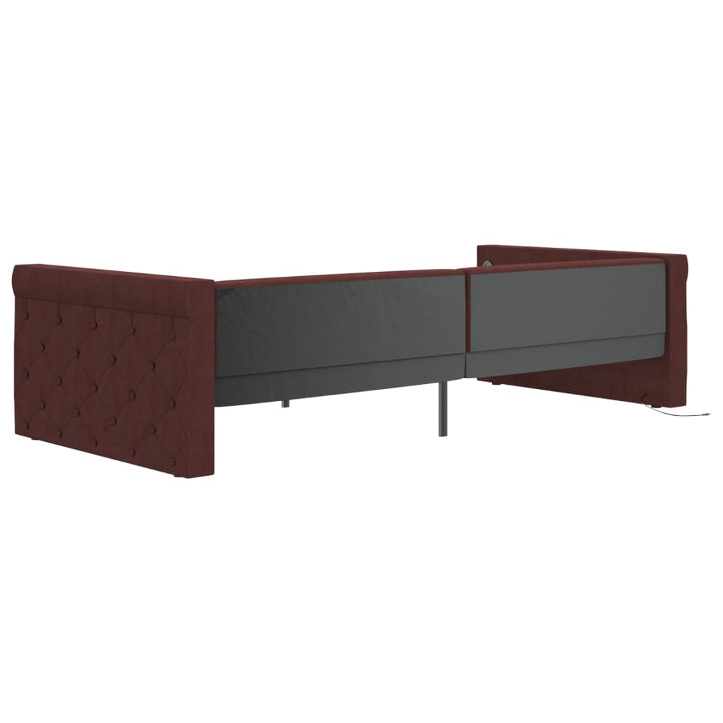 Tagesbett mit Matratze USB Lila Stoff 90x200 cm