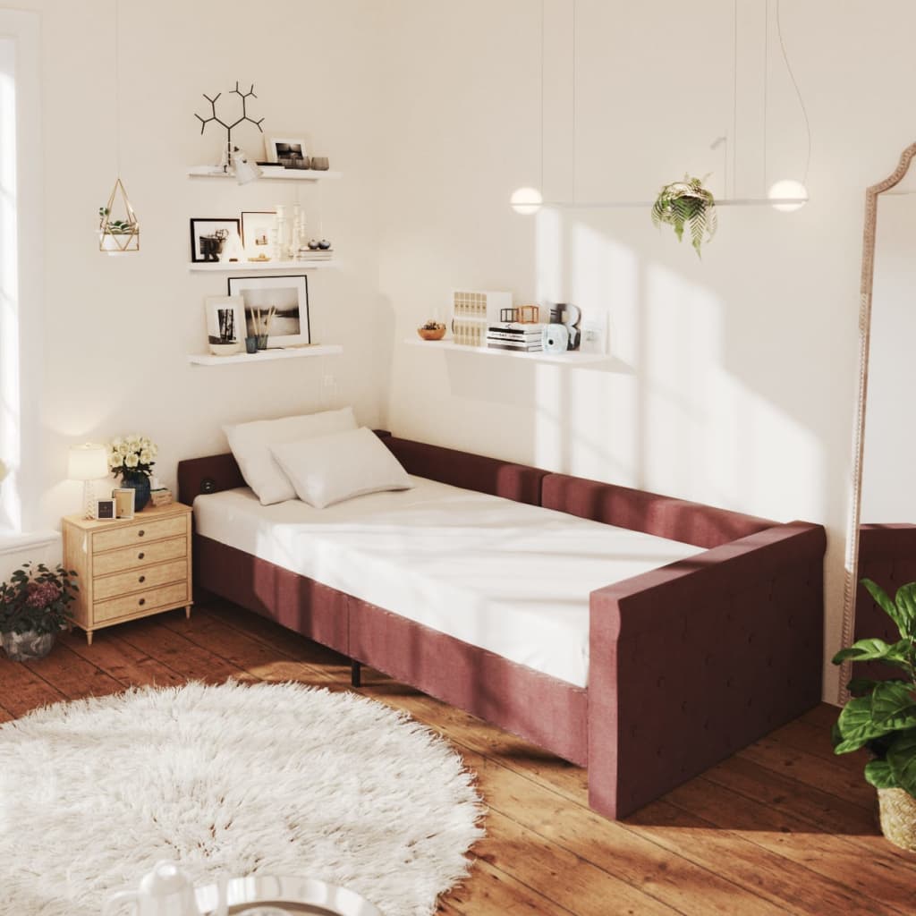 Tagesbett mit Matratze USB Lila Stoff 90x200 cm