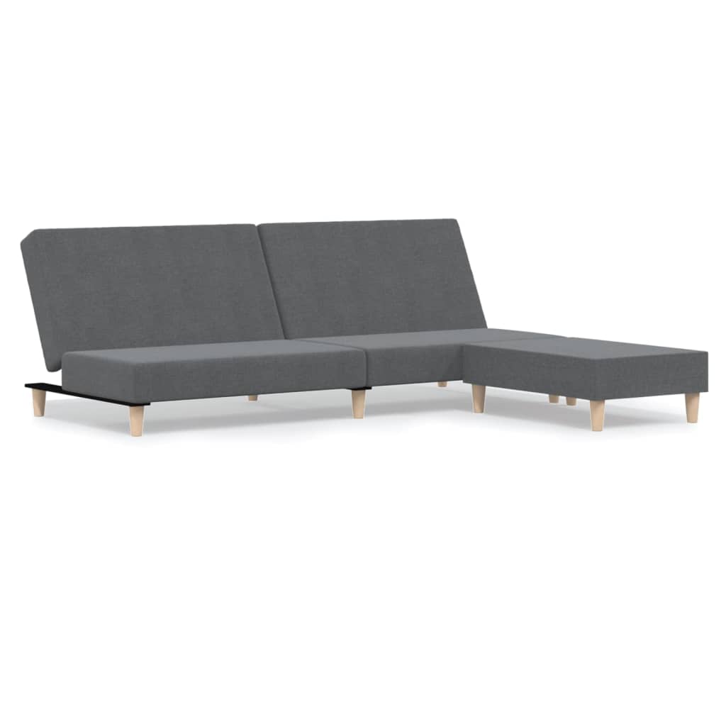 Schlafsofa 2-Sitzer mit Fußhocker Hellgrau Stoff