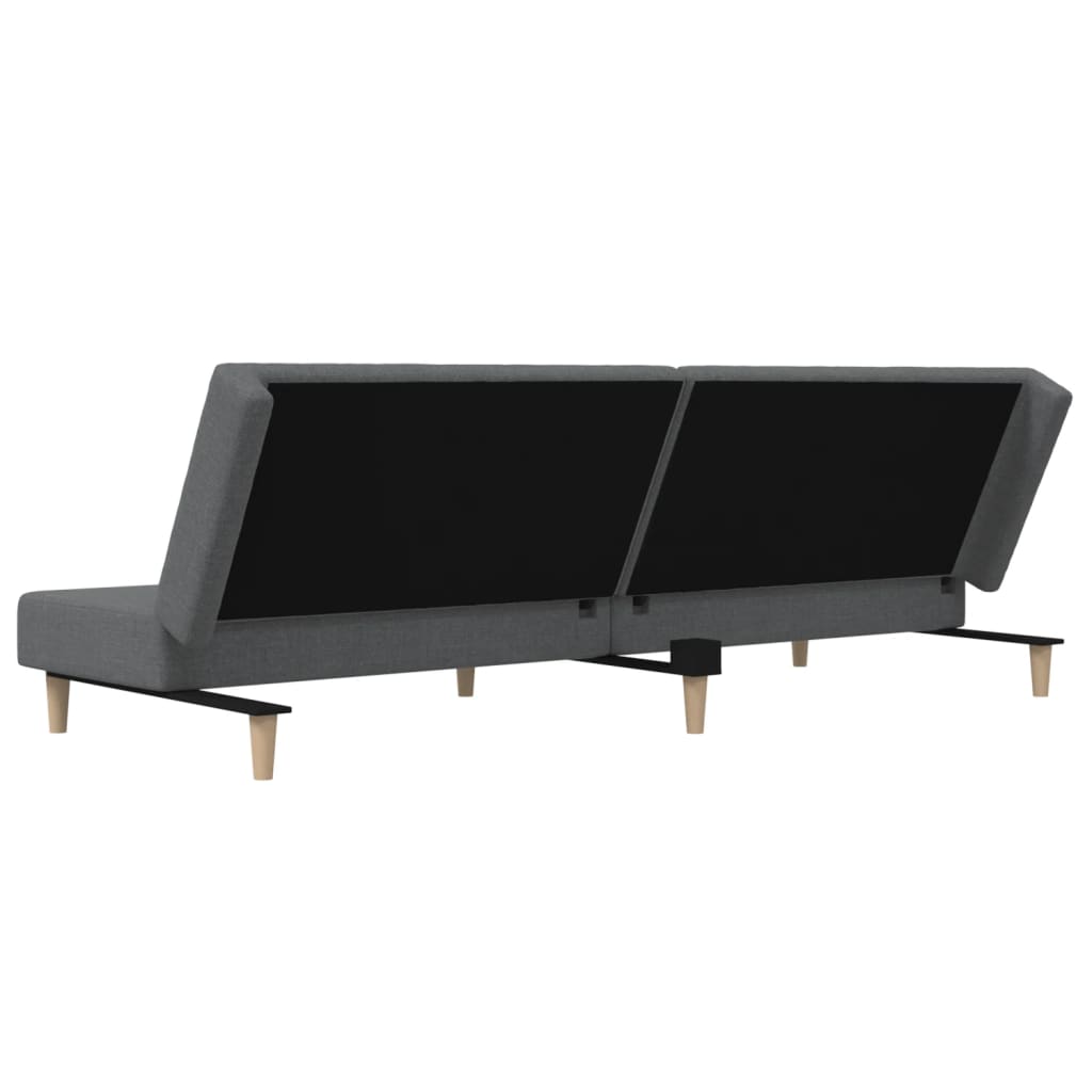 Schlafsofa 2-Sitzer mit Fußhocker Hellgrau Stoff