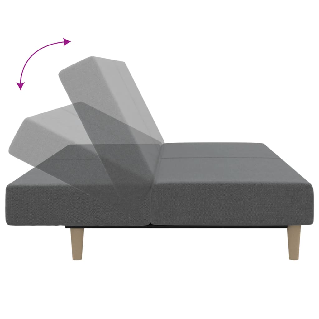Schlafsofa 2-Sitzer mit Fußhocker Hellgrau Stoff