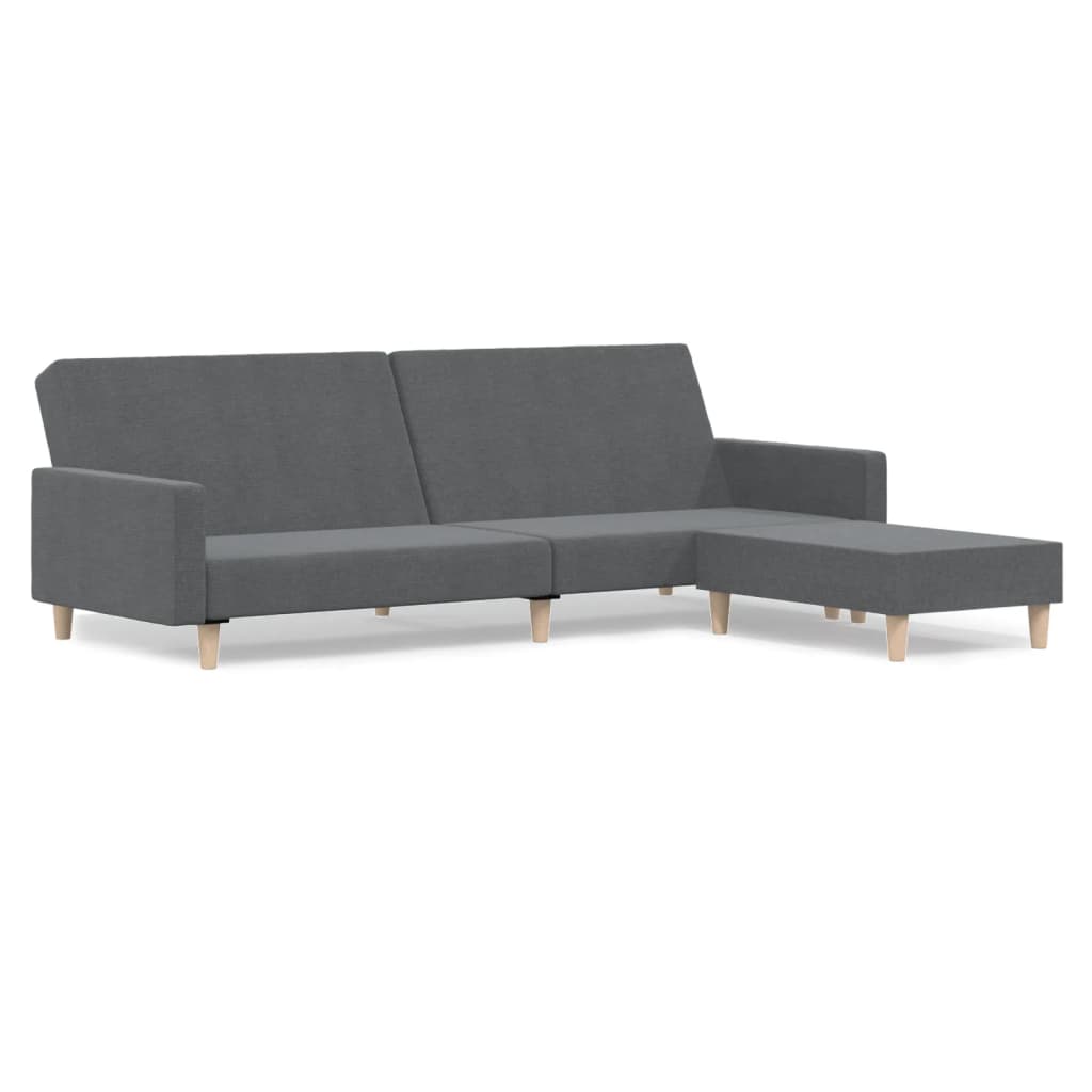 Schlafsofa 2-Sitzer mit Fußhocker Hellgrau Stoff