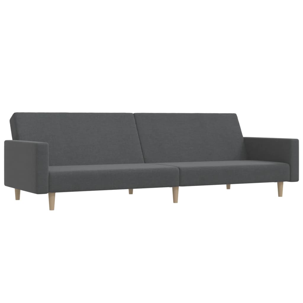 Schlafsofa 2-Sitzer mit Fußhocker Hellgrau Stoff