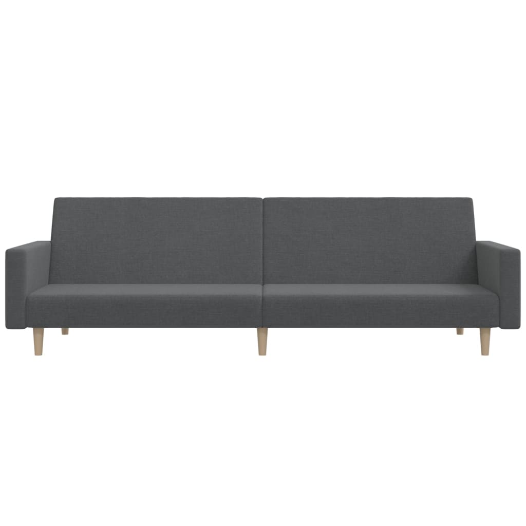 Schlafsofa 2-Sitzer mit Fußhocker Hellgrau Stoff