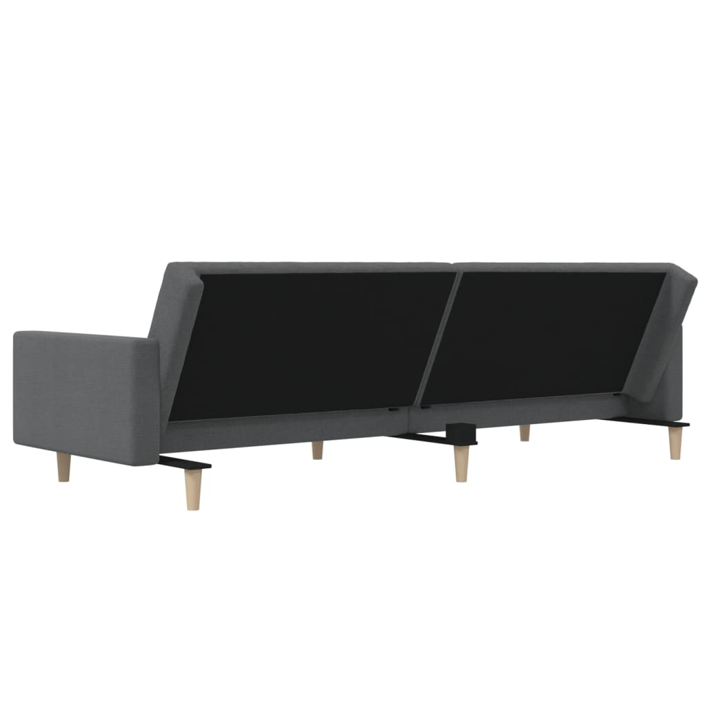 Schlafsofa 2-Sitzer mit Fußhocker Hellgrau Stoff