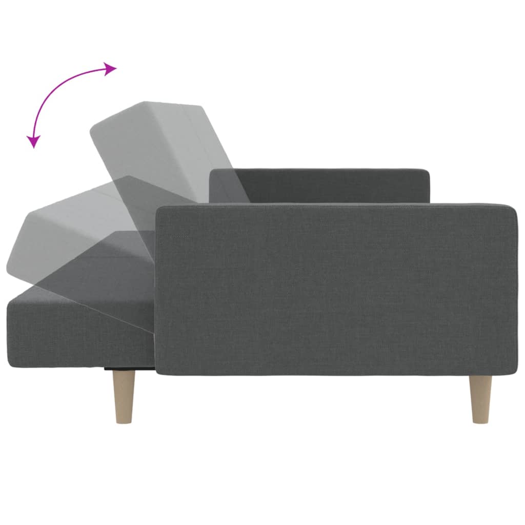 Schlafsofa 2-Sitzer mit Fußhocker Hellgrau Stoff