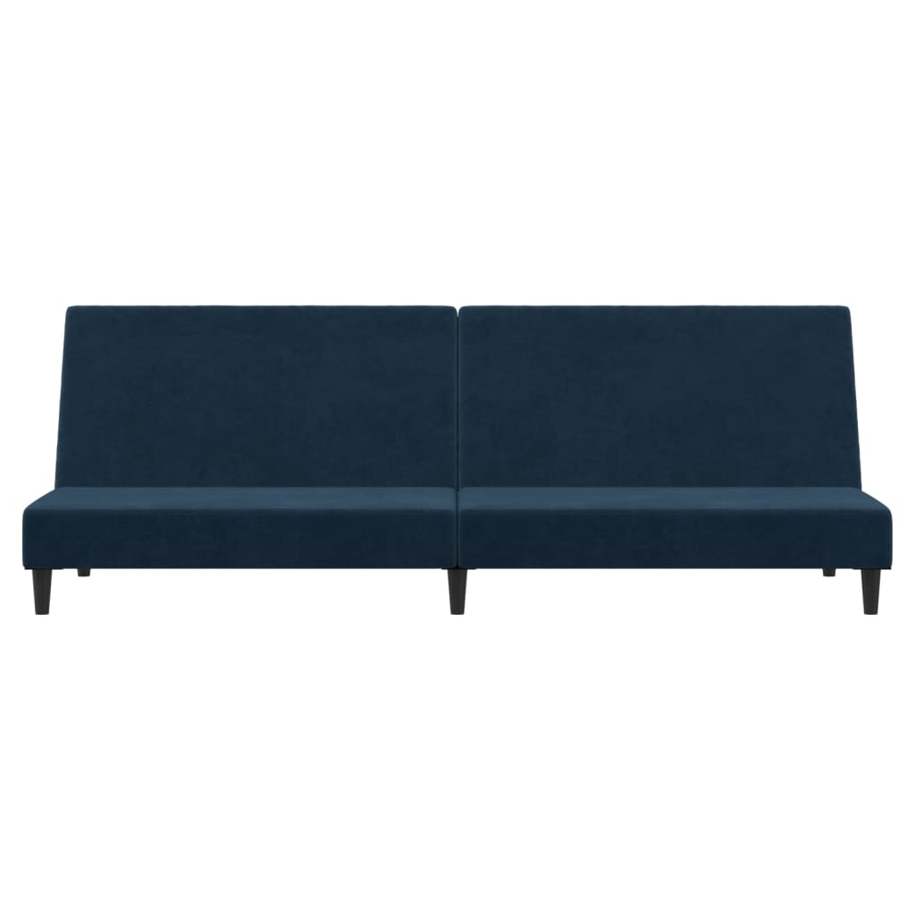 Schlafsofa 2-Sitzer mit Fußhocker Blau Samt