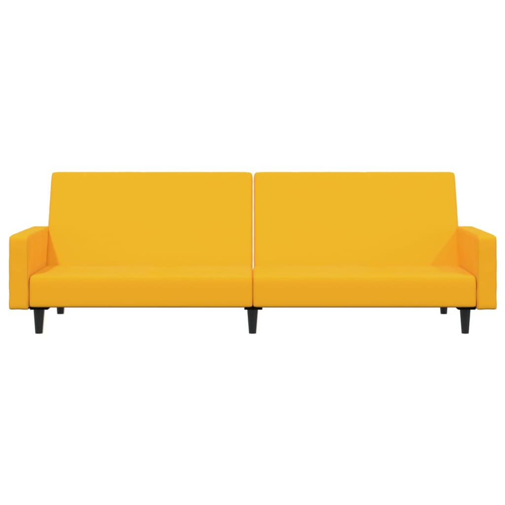 Schlafsofa 2-Sitzer mit Fußhocker Gelb Samt