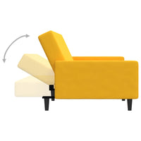 Thumbnail for Schlafsofa 2-Sitzer mit Fußhocker Gelb Samt