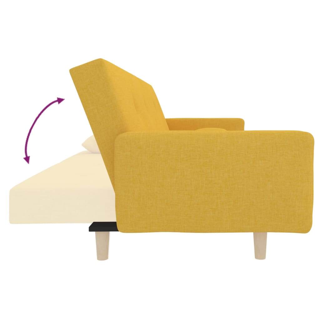 Schlafsofa 2-Sitzer mit Fußhocker Gelb Stoff