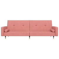 Thumbnail for Schlafsofa 2-Sitzer mit Hocker Rosa Samt