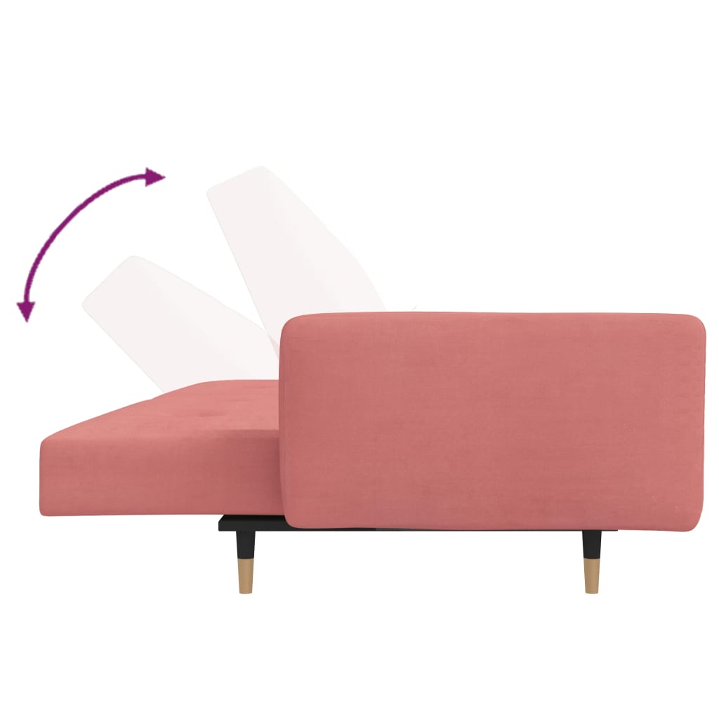 Schlafsofa 2-Sitzer mit Hocker Rosa Samt