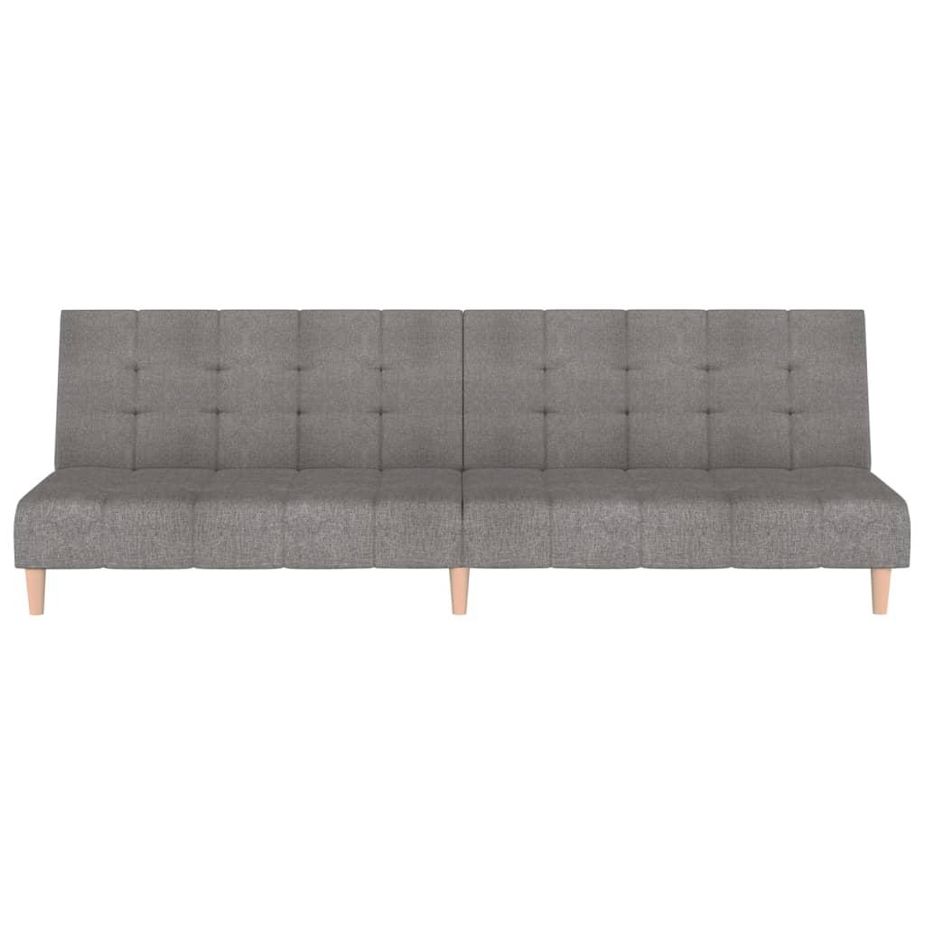 Schlafsofa 2-Sitzer mit Fußhocker Hellgrau Stoff