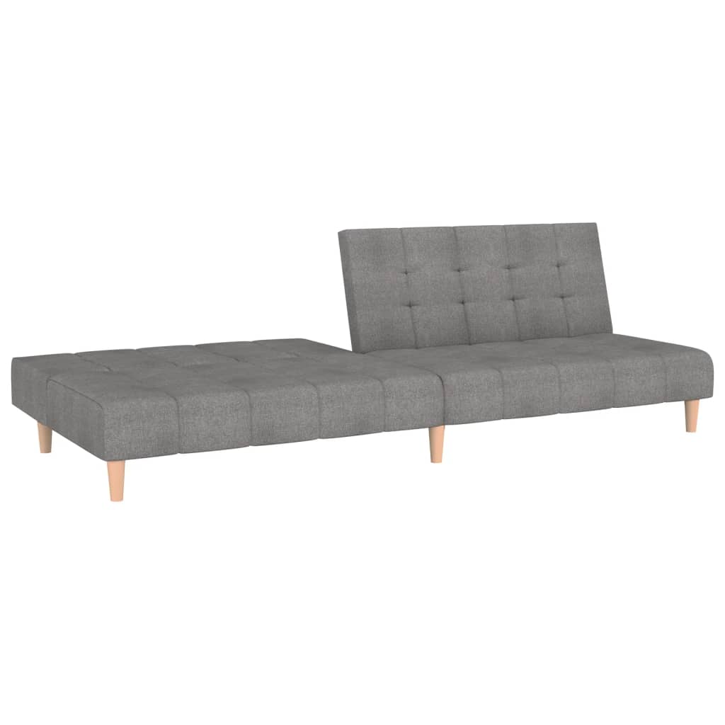 Schlafsofa 2-Sitzer mit Fußhocker Hellgrau Stoff
