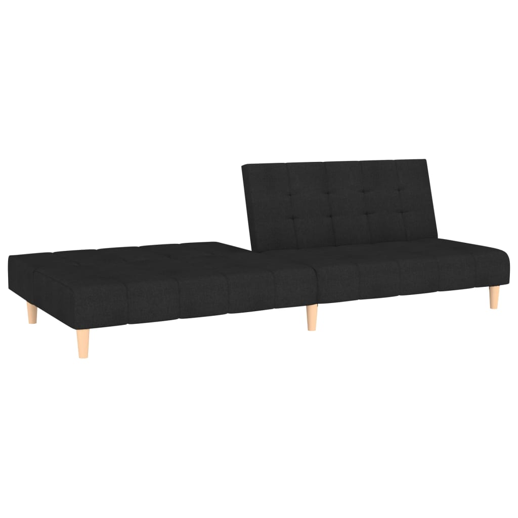 Schlafsofa 2-Sitzer mit Fußhocker Schwarz Stoff