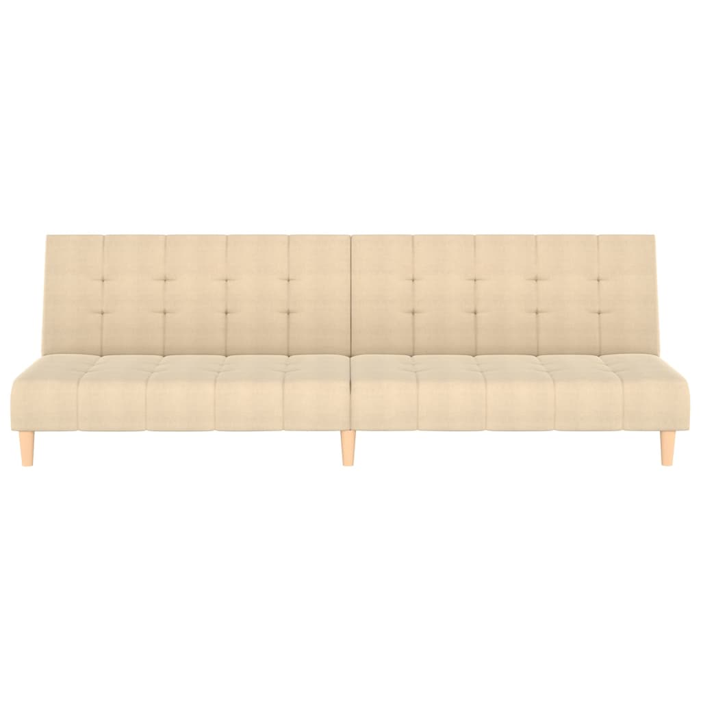 Schlafsofa 2-Sitzer mit Fußhocker Creme Stoff