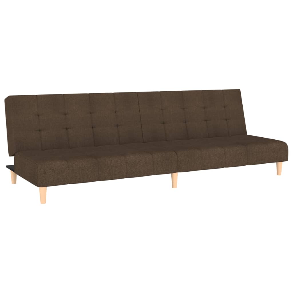 Schlafsofa 2-Sitzer mit Fußhocker Braun Stoff