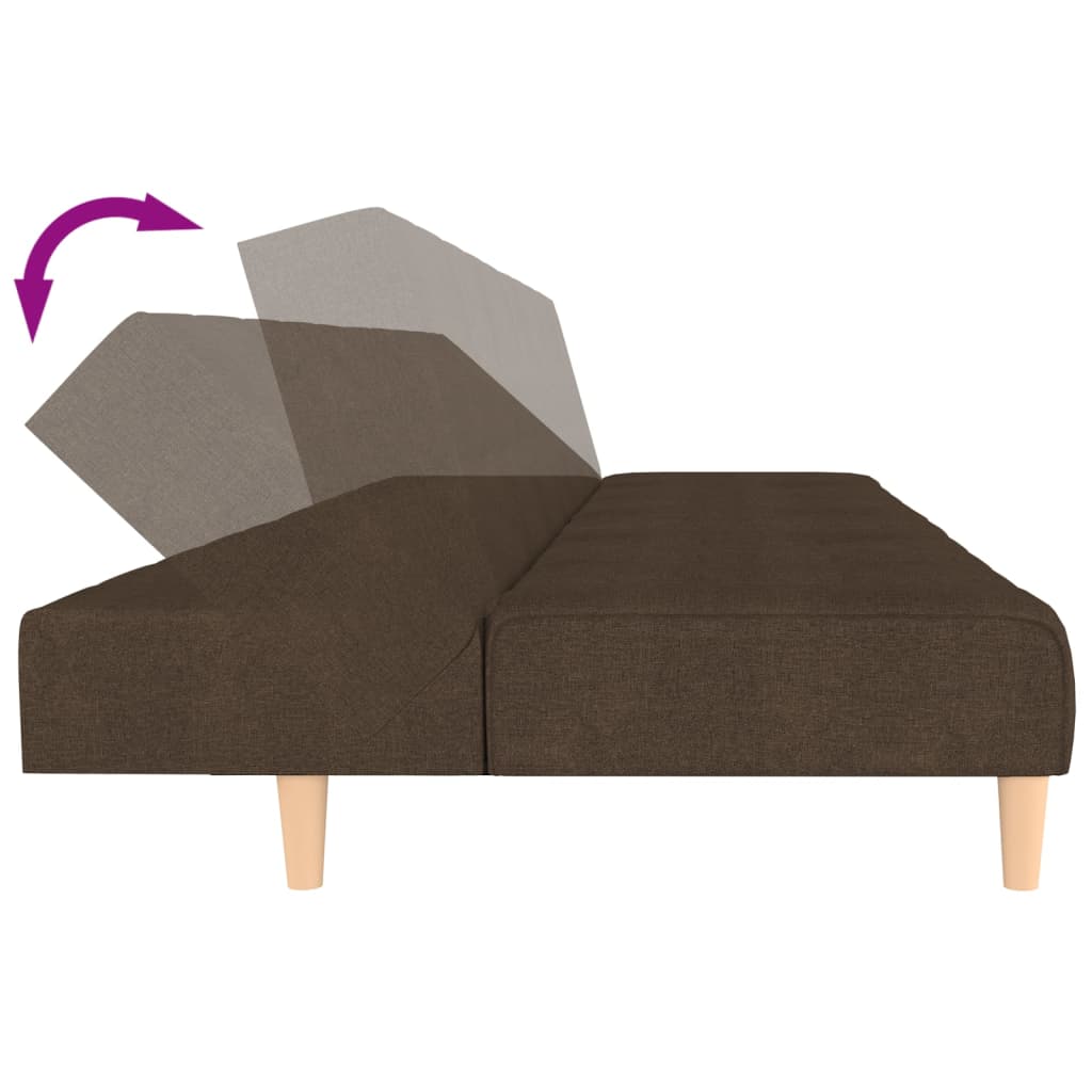 Schlafsofa 2-Sitzer mit Fußhocker Braun Stoff