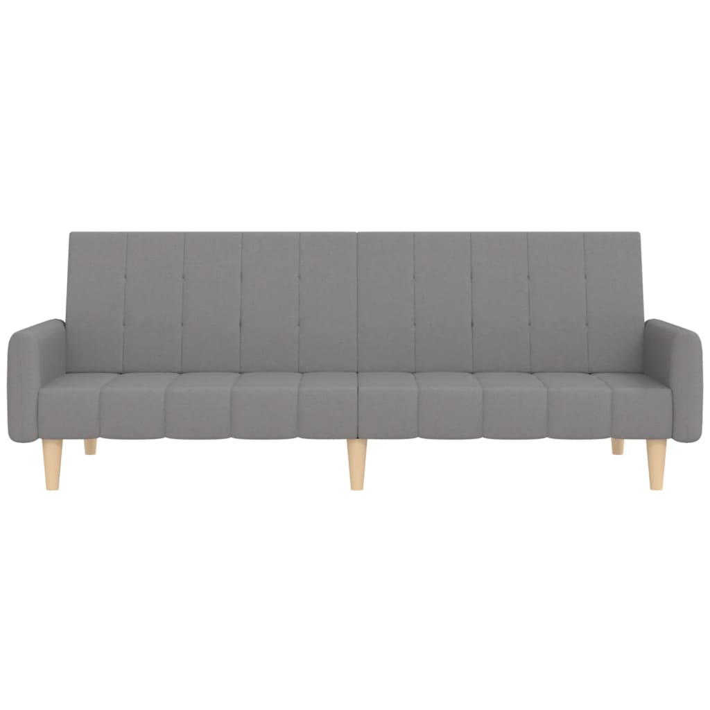 Schlafsofa 2-Sitzer mit Fußhocker Hellgrau Stoff