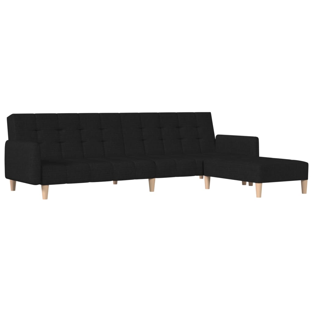 Schlafsofa 2-Sitzer mit Fußhocker Schwarz Stoff