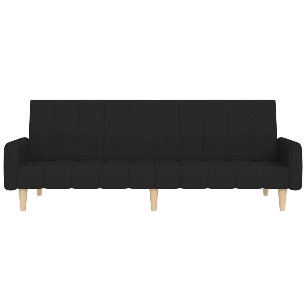 Schlafsofa 2-Sitzer mit Fußhocker Schwarz Stoff