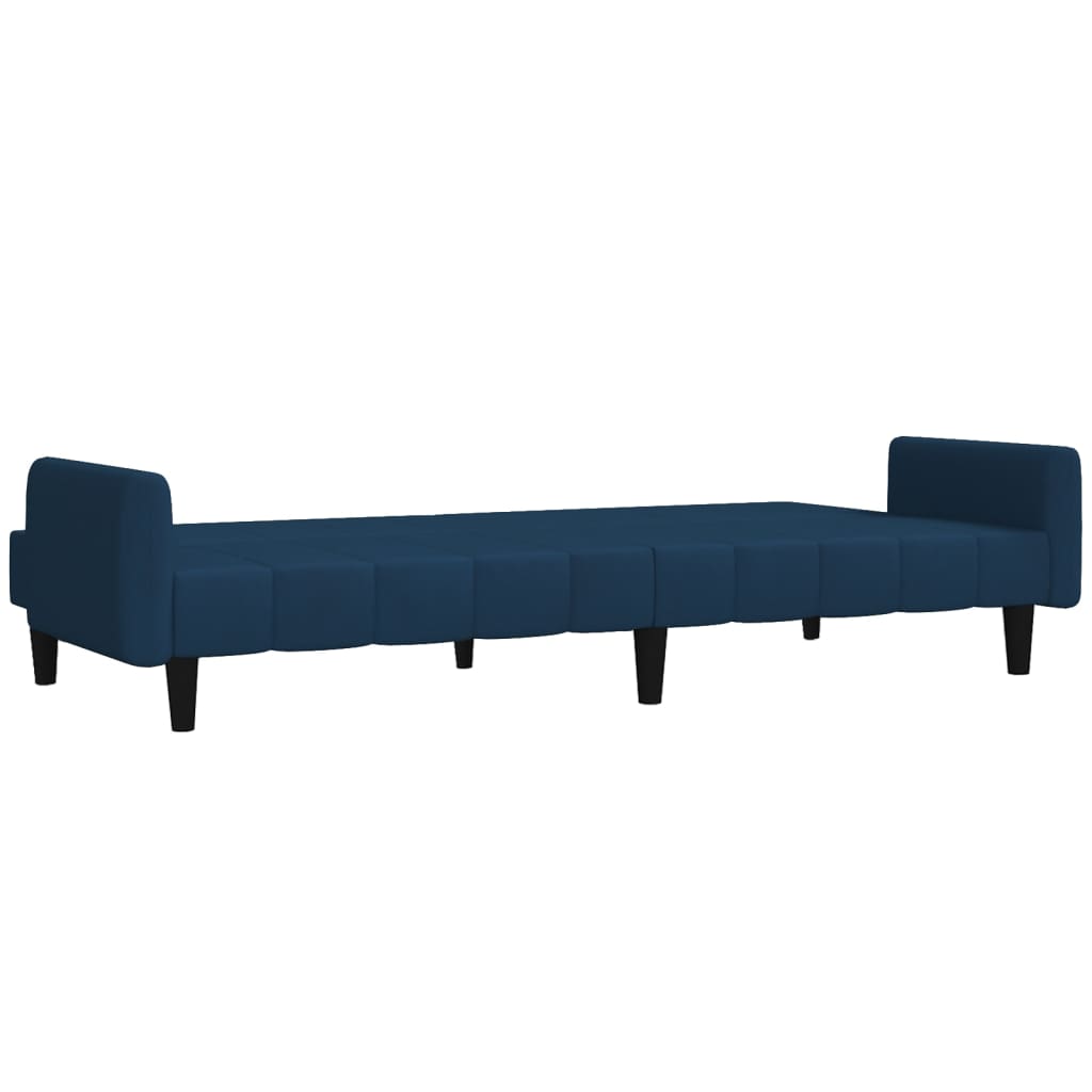 Schlafsofa 2-Sitzer mit Hocker Blau Samt
