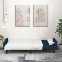 Thumbnail for Schlafsofa 2-Sitzer mit Hocker Blau Samt