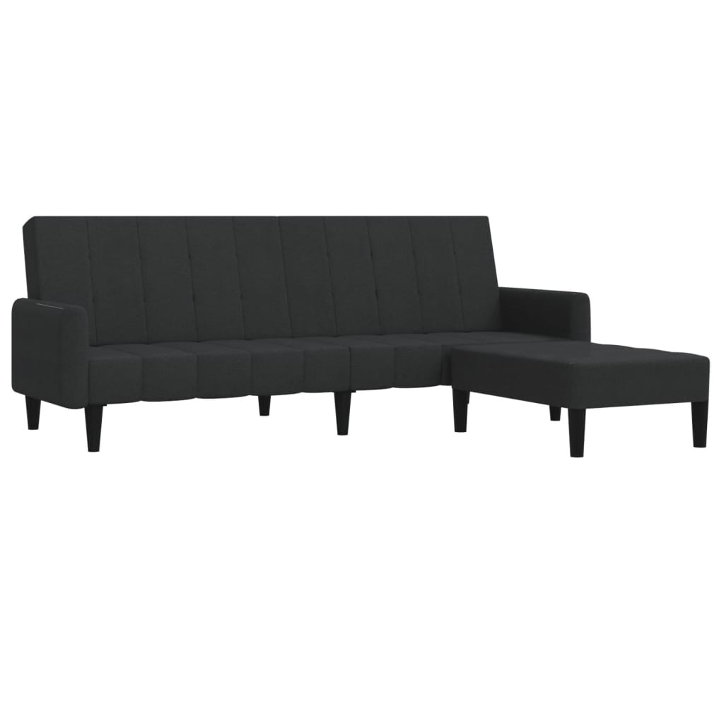 Schlafsofa 2-Sitzer mit Hocker Schwarz Samt