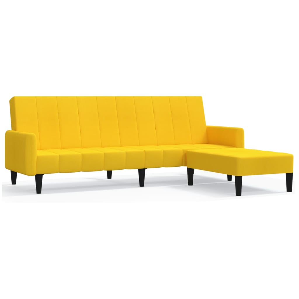 Schlafsofa 2-Sitzer mit Hocker Gelb Samt