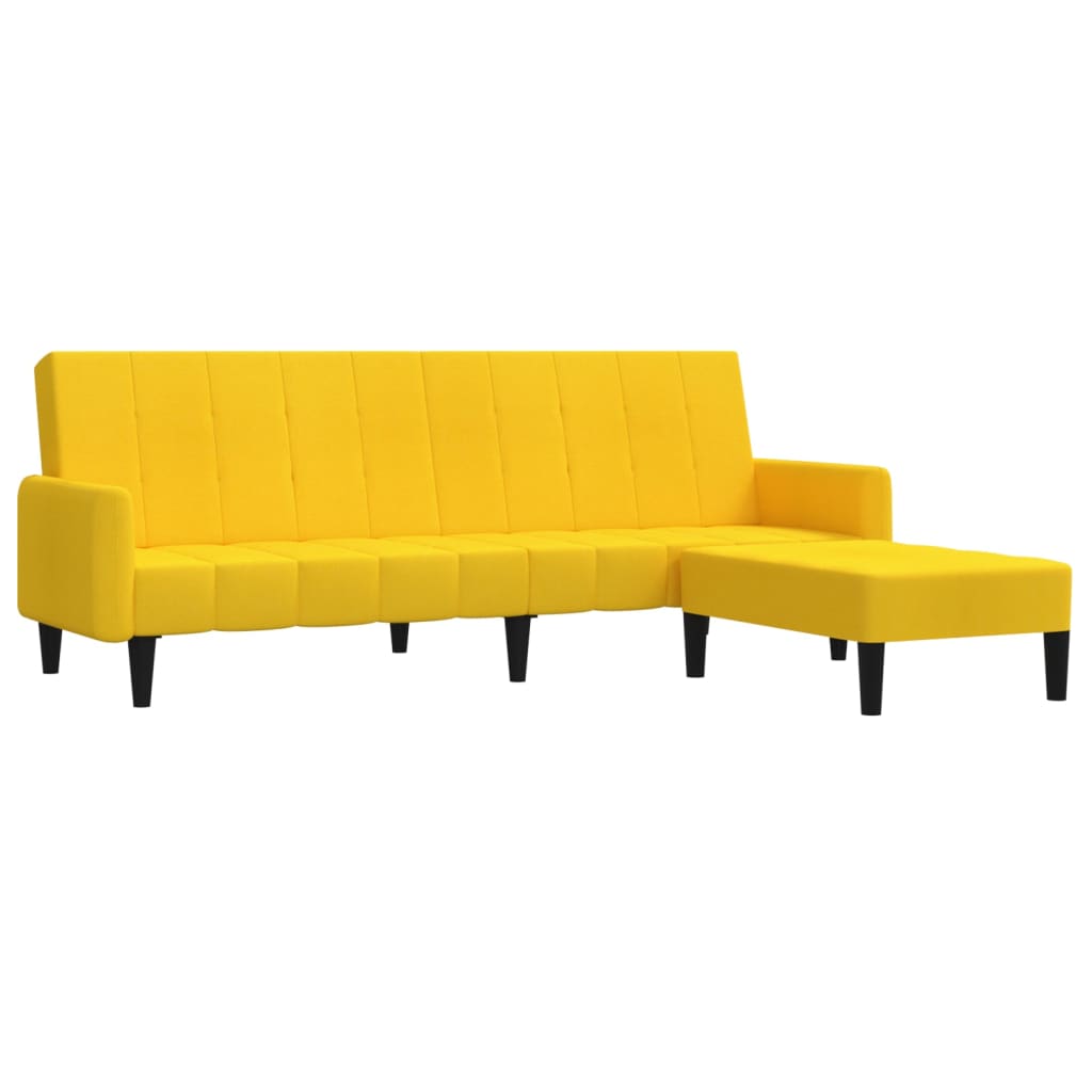 Schlafsofa 2-Sitzer mit Hocker Gelb Samt