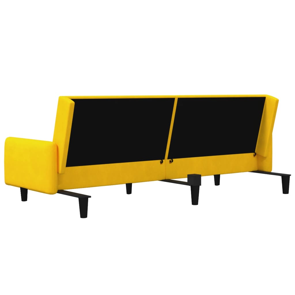 Schlafsofa 2-Sitzer mit Hocker Gelb Samt