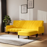 Thumbnail for Schlafsofa 2-Sitzer mit Hocker Gelb Samt