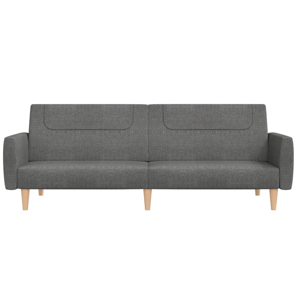 Schlafsofa 2-Sitzer mit Fußhocker Hellgrau Stoff