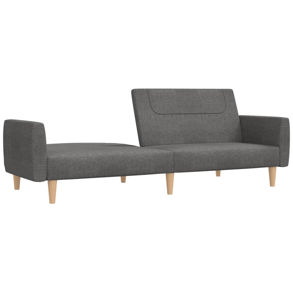 Schlafsofa 2-Sitzer mit Fußhocker Hellgrau Stoff