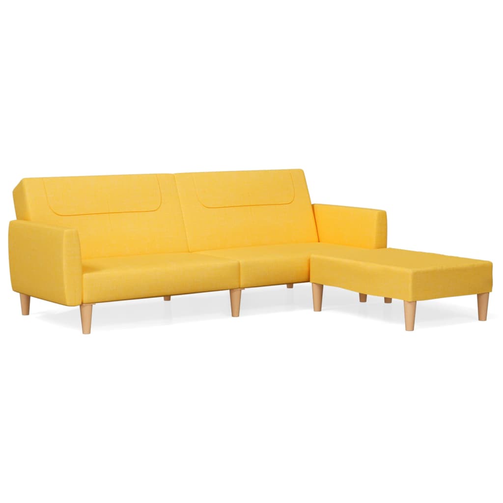 Schlafsofa 2-Sitzer mit Fußhocker Gelb Stoff
