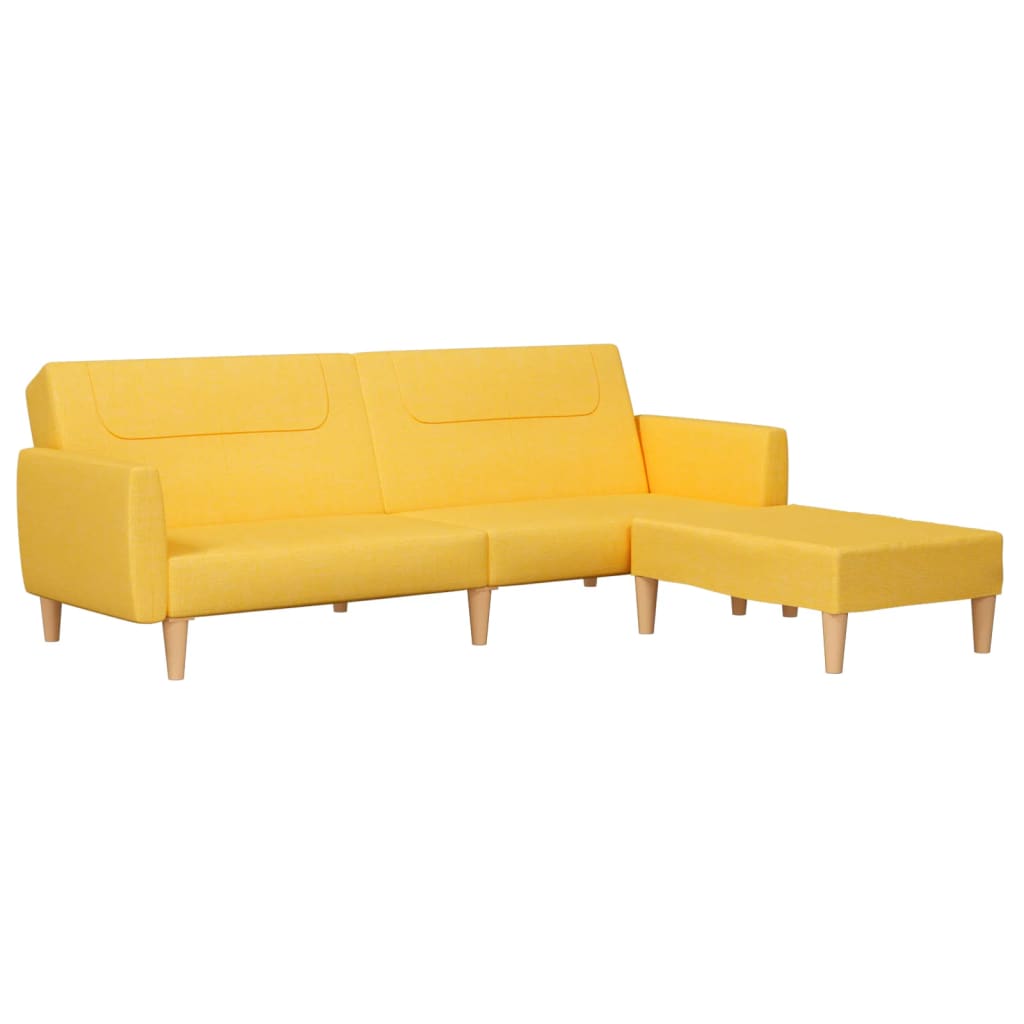 Schlafsofa 2-Sitzer mit Fußhocker Gelb Stoff