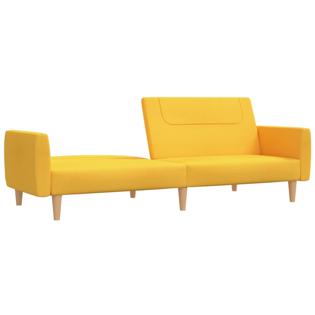 Schlafsofa 2-Sitzer mit Fußhocker Gelb Stoff