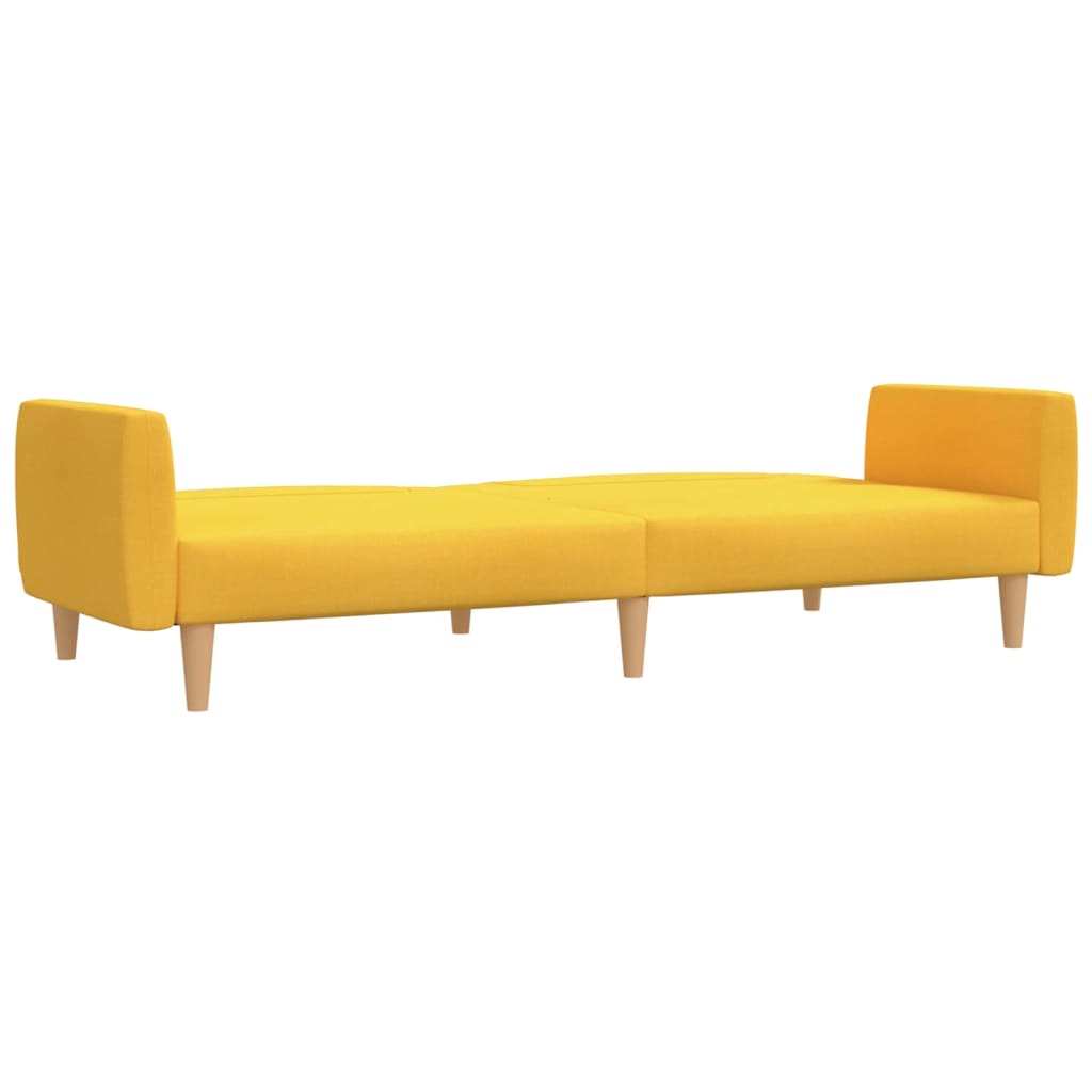 Schlafsofa 2-Sitzer mit Fußhocker Gelb Stoff
