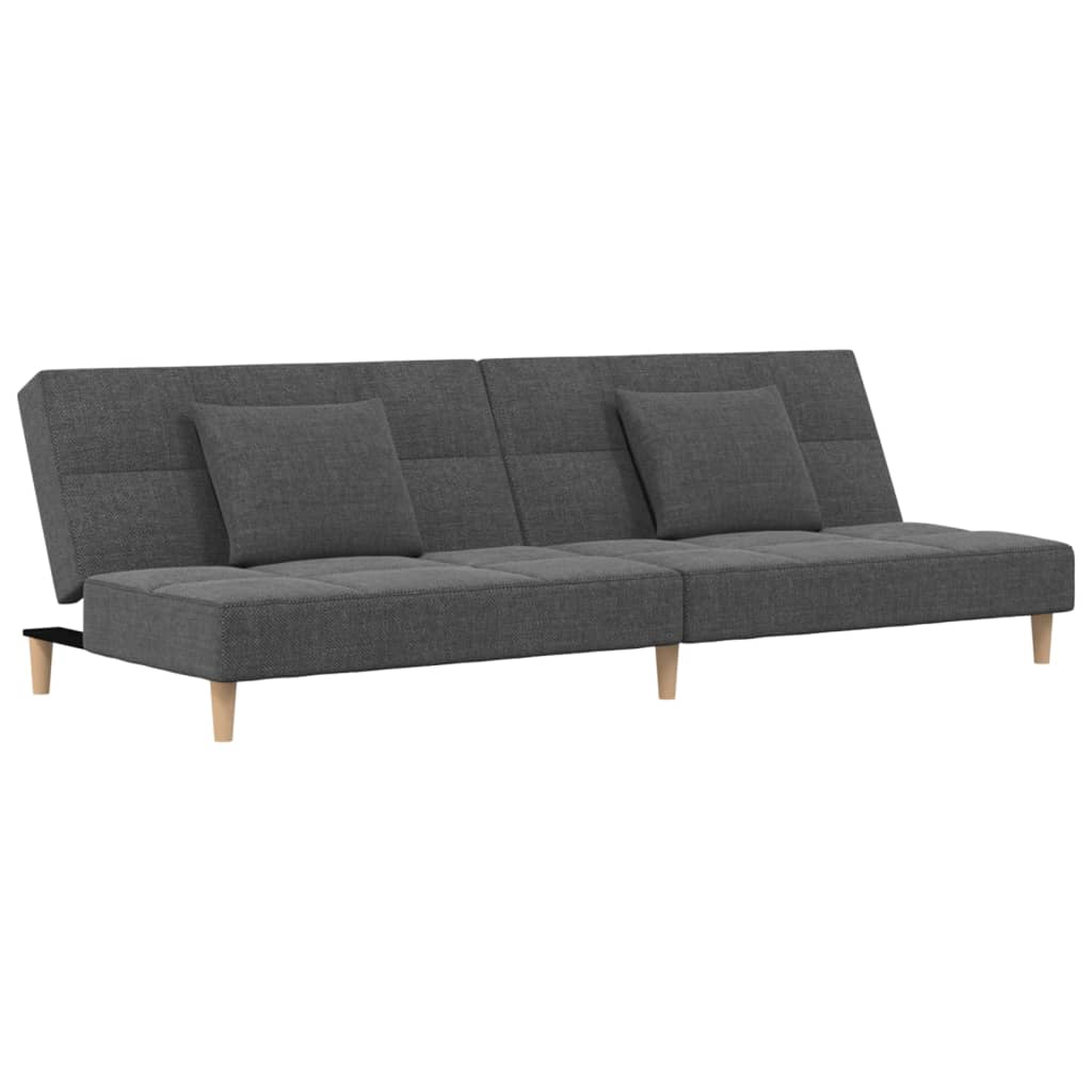 Schlafsofa 2-Sitzer mit 2 Kissen & Hocker Hellgrau Stoff