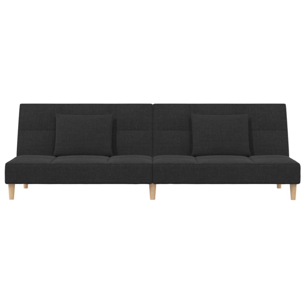 Schlafsofa 2-Sitzer mit 2 Kissen & Hocker Dunkelgrau Stoff