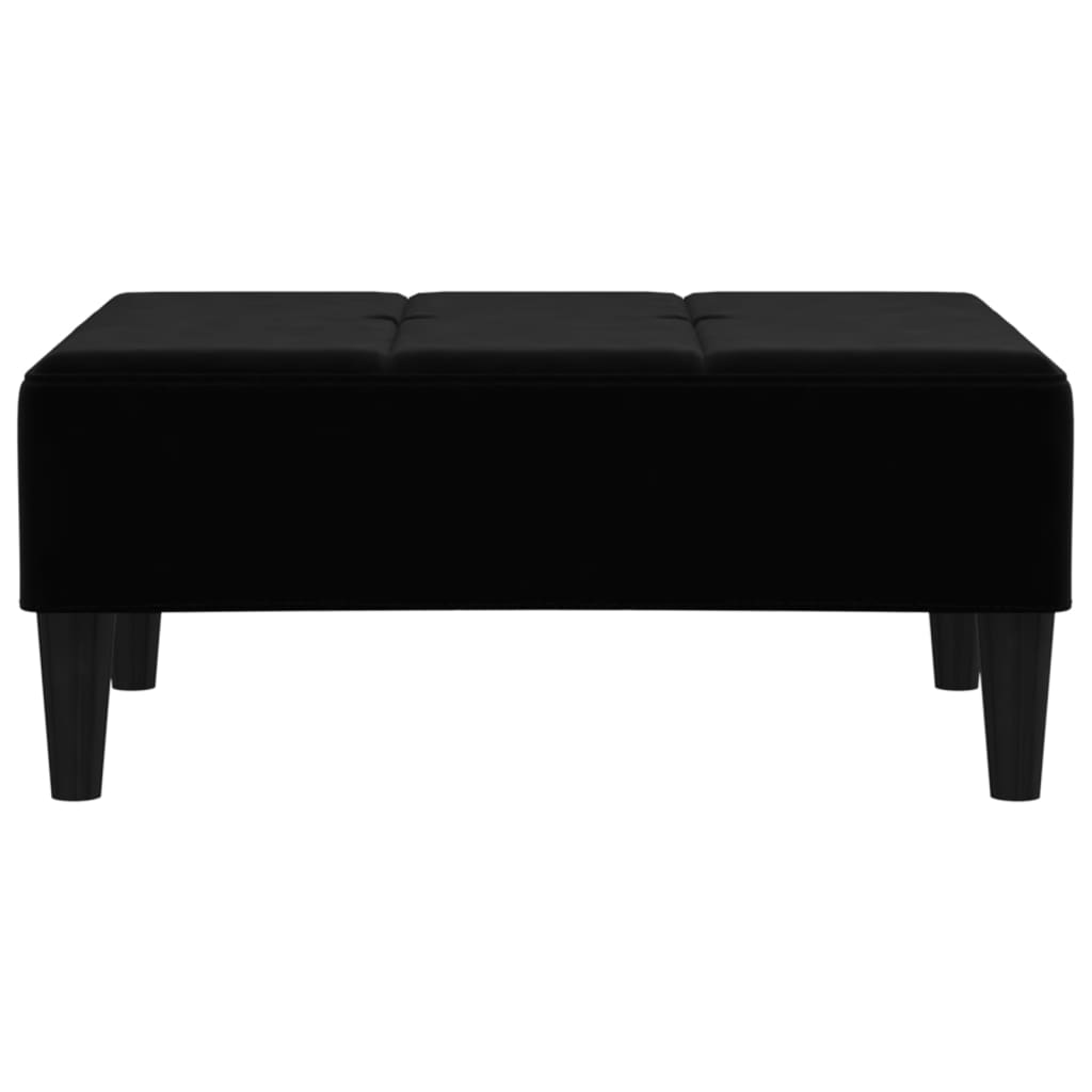 Schlafsofa 2-Sitzer mit 2 Kissen & Hocker Schwarz Samt