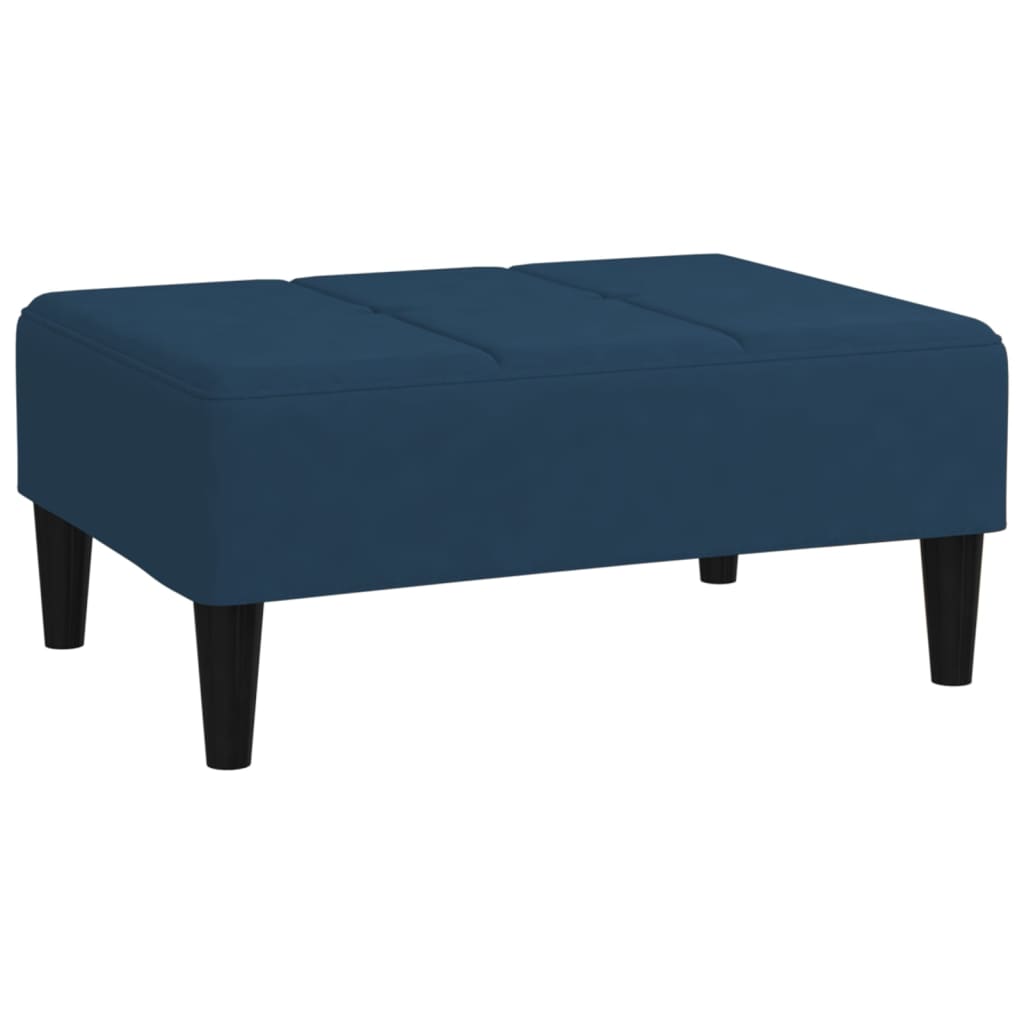 Schlafsofa 2-Sitzer mit 2 Kissen & Hocker Blau Samt