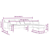 Thumbnail for Schlafsofa 2-Sitzer mit 2 Kissen & Hocker Hellgrau Samt